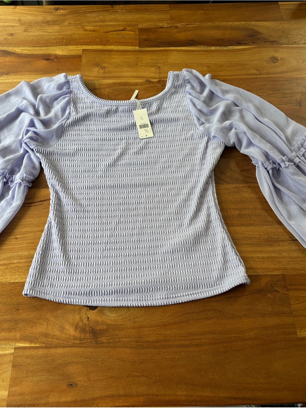 Anthropologie Smocked Balloon Sleeve Top Lavender NWT - Small